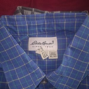 Eddie Bauer Blue Plaid Men's Shirt